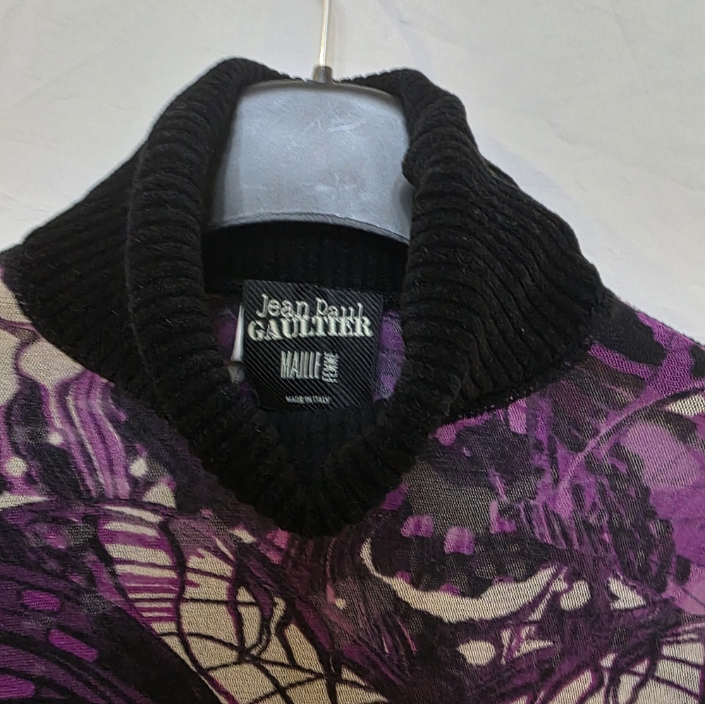 Jean Paul Gaultier Maille Purple Butterfly Print Long Sleeve Top Size IT L /US M - Picture 7 of 11